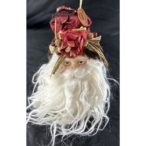 Santa’s Collection 2008 Series Santa Claus Head Ornament Shiny Red Hat Bell